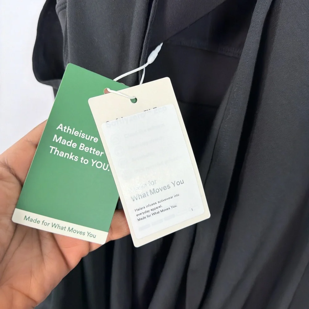 Halara Built In Bra Tank M Black Crisscross Back Flowy Draped Top NWT - Picture 9 of 12